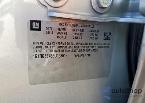 2014 Chevrolet Volt from USA, damaged, VIN 1G1RG6E45EU163513